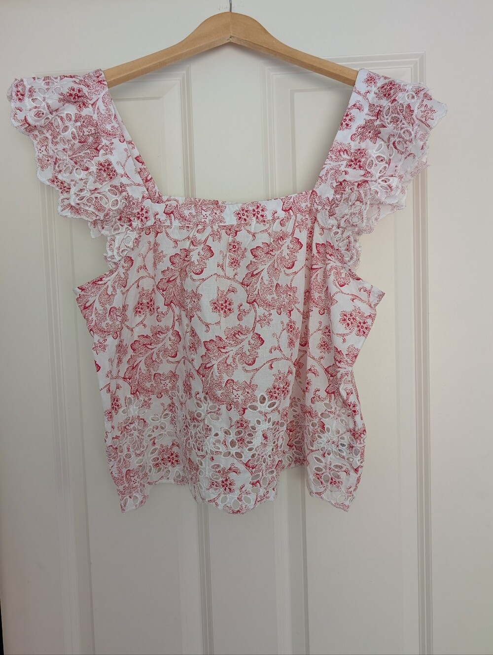 Rachel Ashwell Shabby Chic Floral Eyelet-Trim Cotton Sleep Set - Red, Medium - Picture 2 of 5